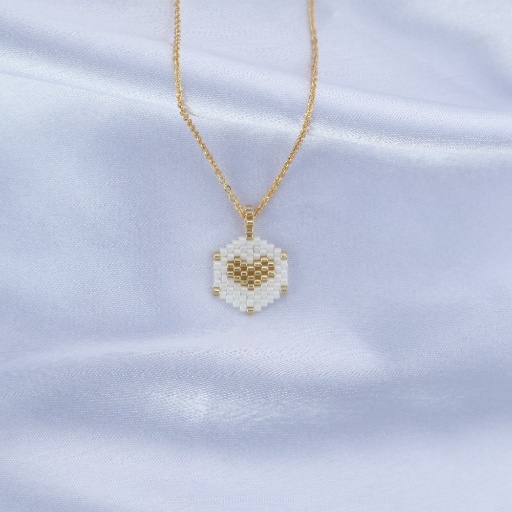 Golden Heart Beaded Pendant