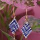 Blue Diamond Drop Threader Earring